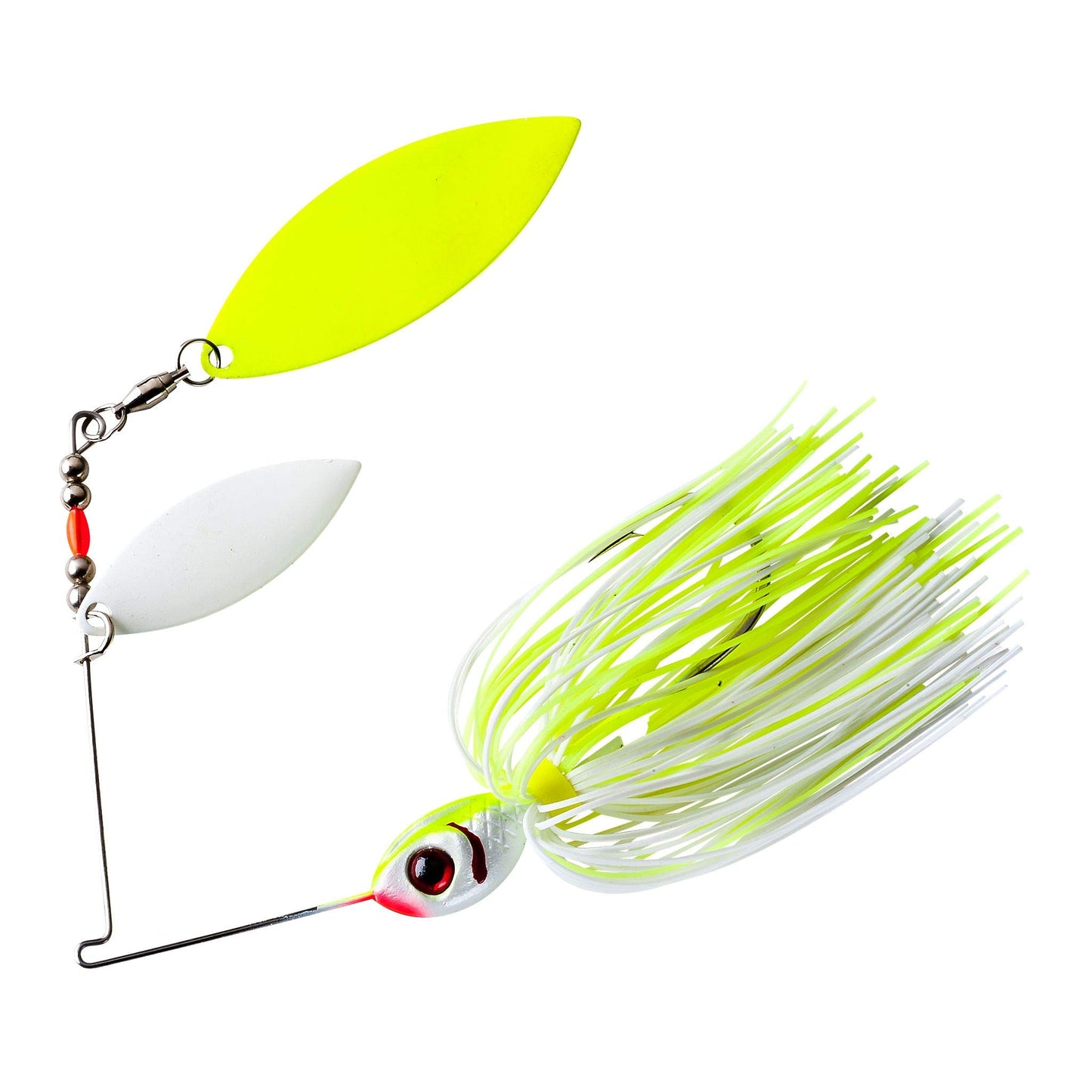 BOOYAH Glow Blade Spinner-Bait Bass Fishing Lure, Chartreuse White, Double Willow (3/8 oz), One Size, Model: BYGBW38616
