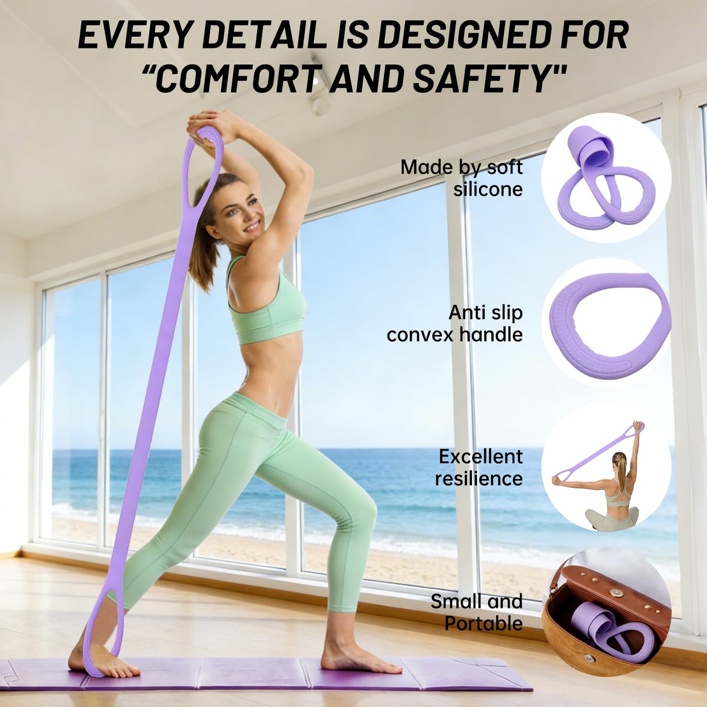 Figure 8 Exercise Bands,8 Shaped Resistance Band,Set of 3 Resistance Bands for Arms with Handles for Working Out,Arm,Back,Leg,Shoulder Training Elastic Ropes,Therapy, Pilates, Home Workout Equipment