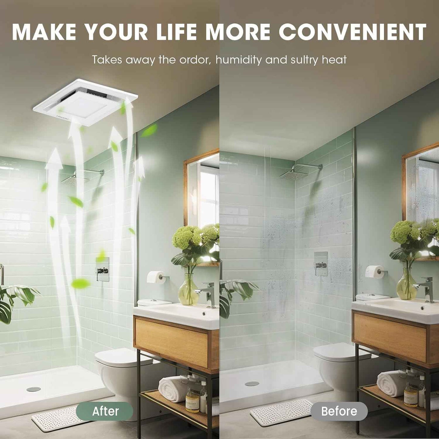 9.8" Bathroom Exhaust Fan with LED Light - 120 CFM Quiet Ceiling Ventilator, Easy Install