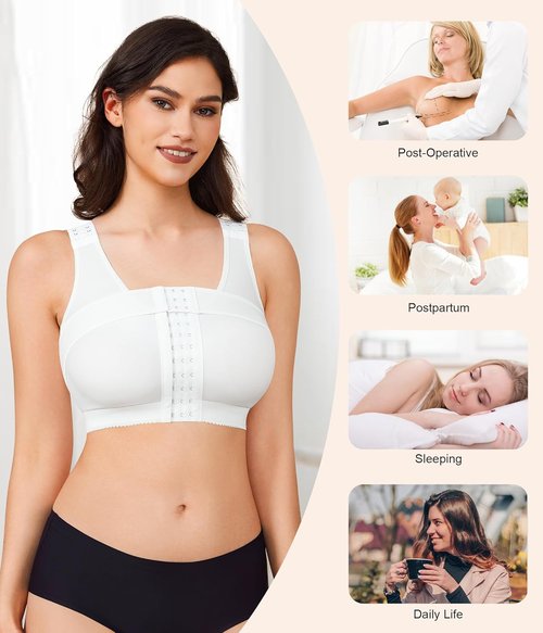 BRABIC Women's Post-Surgery Front Closure Bra - Comfortable Posture Corrector with Breast Support