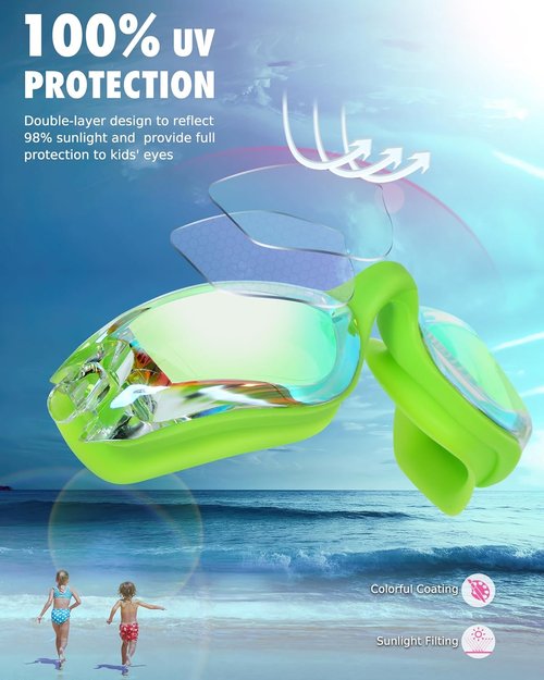 Aegend Swim Goggles for Kids | Anti-Fog, Anti-UV Comfort Fit for Ages 3-14