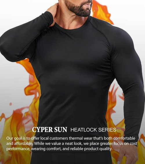 CYPER SUN Men‘s Thermal Compression Shirts 5 Pack Fleece Lined Base Layer for Cold Weather, Winter Workouts & Outdoor Activities Large