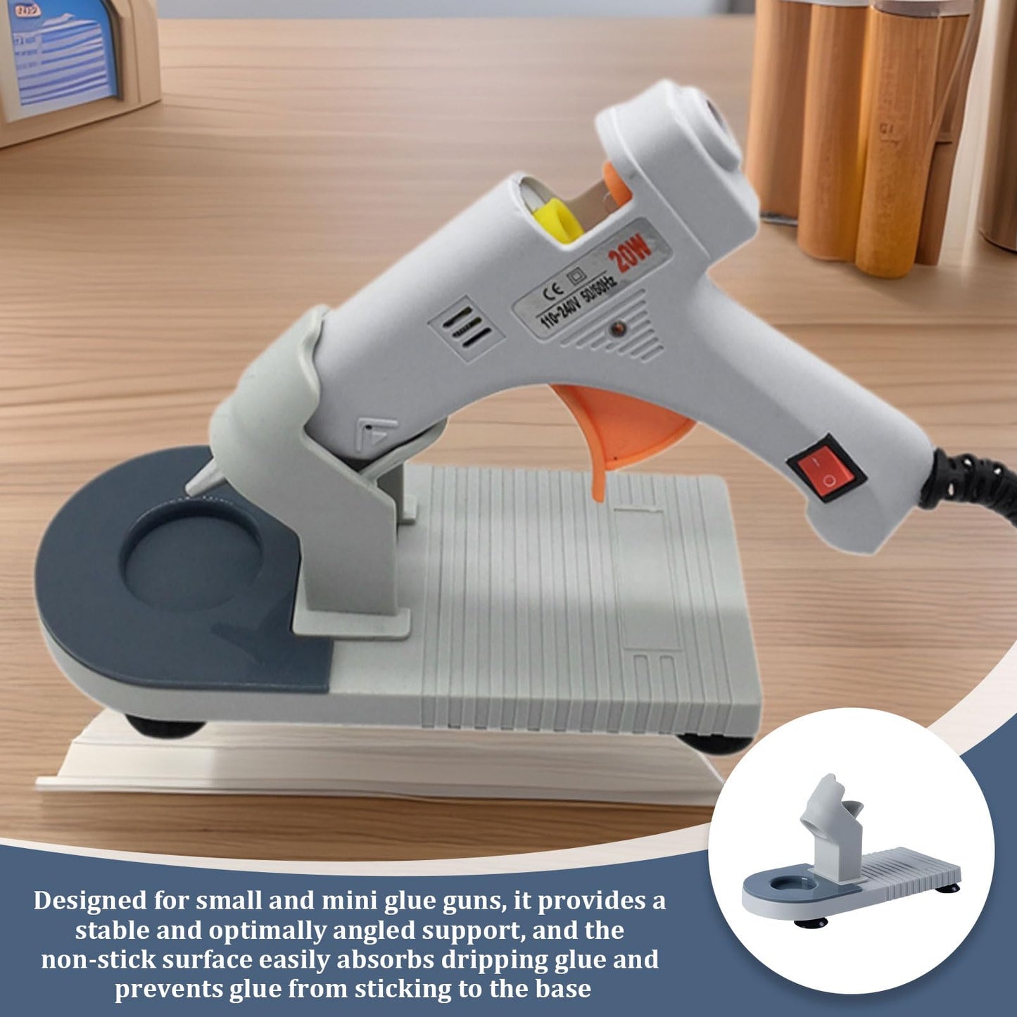 Glue Gun Stand,Heat Gun Holder,Hot Glue Gun Stand With Non-Stick Silicone Mat, Suction Cups,Glue Gun Holder Stand,Glue Gun Holder,For Make Your Diy, Crafts, Home School Project Well Bars Orderly