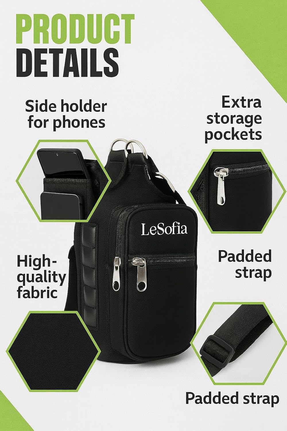 Skiennix Magnetic Gym Bag Water Bottle Carrier - Phone Pockets & Shoulder Strap Organizer