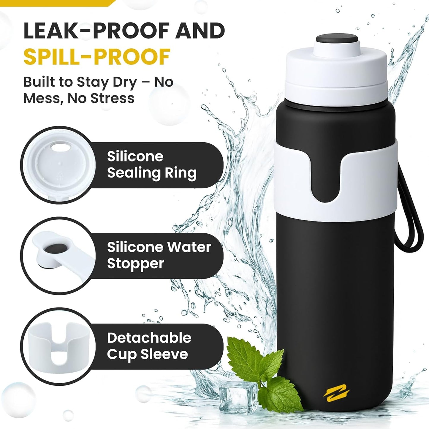 Skiennix Collapsible Water Bottle - BPA-Free Silicone, Leak-Proof & Lightweight for Travel | Compact & Easy to Clean