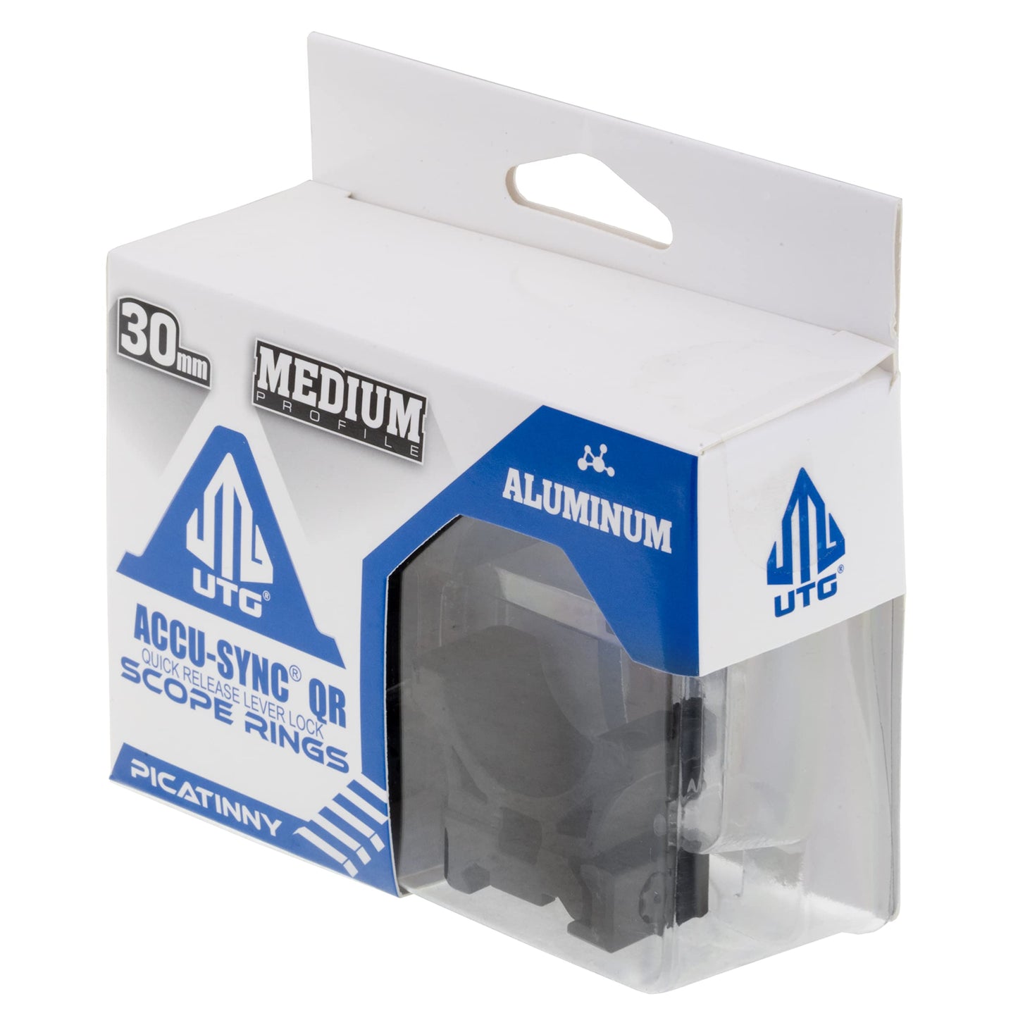 UTG ACCU-SYNC QR 30mm Med. Profile Scope Rings, Picatinny, Black