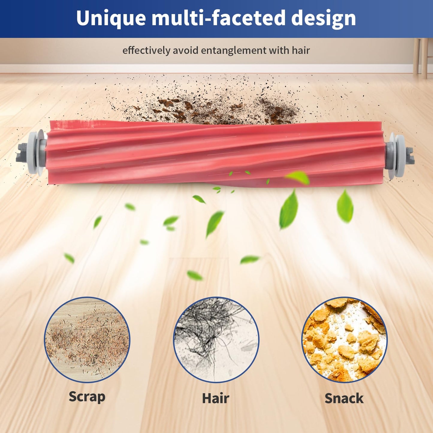 AKUSCON Roller Brush Replacement for Roborock S7, Q7 Series, MaxV Plus, Q Revo Robotic Vacuum - 4 Rubber Main Roller Brushes