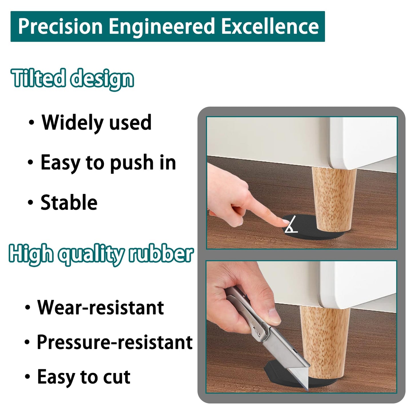 Jayen Rubber Shims 20 Pack – Non-Slip Furniture Levelers & Stackable Wedges for Tables, Toilets, Appliances & More – DIY Home Improvement, Black