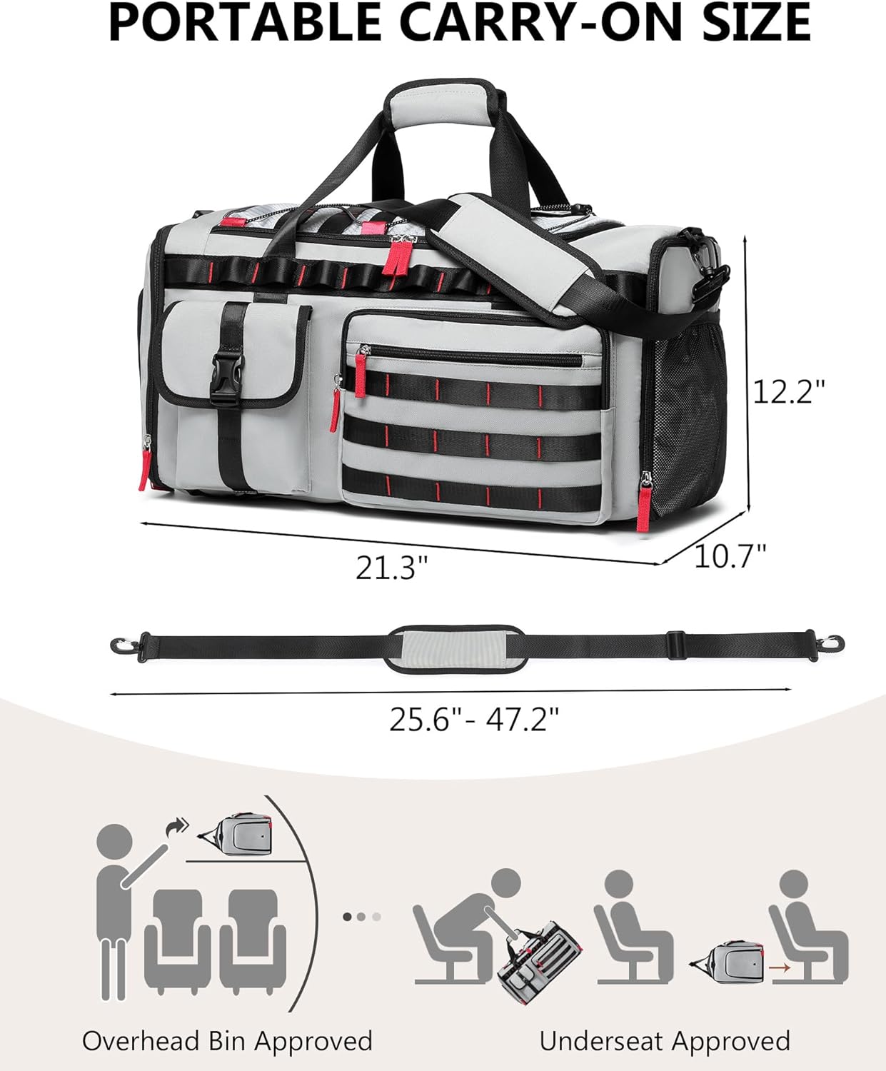 MCBD 45L Gym Bag | Versatile Duffle Sports Backpack with Shoe & Laptop Compartment - Grey