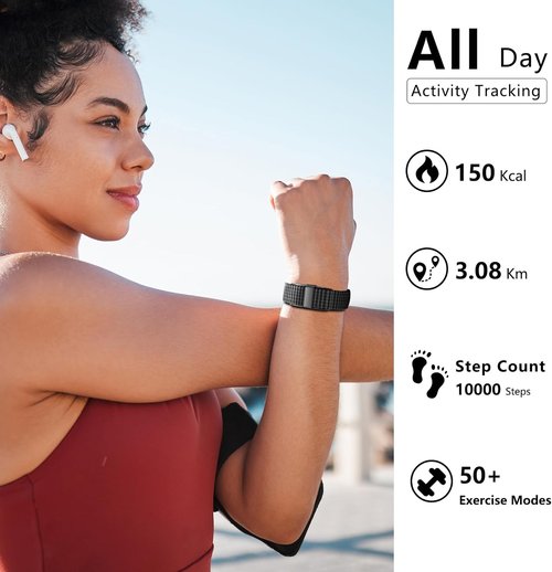 IAMJOY Smart Health Wristband - Wearable Fitness Tracker with Multi-Sport Mode | All-Day Health Monitoring, Black