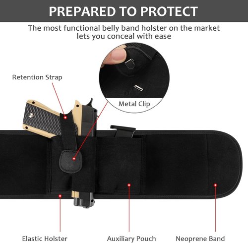 Accmor Belly Band Holster - Universal Concealed Carry Waistband Holster for Men & Women | Neoprene IWB 9mm Fit