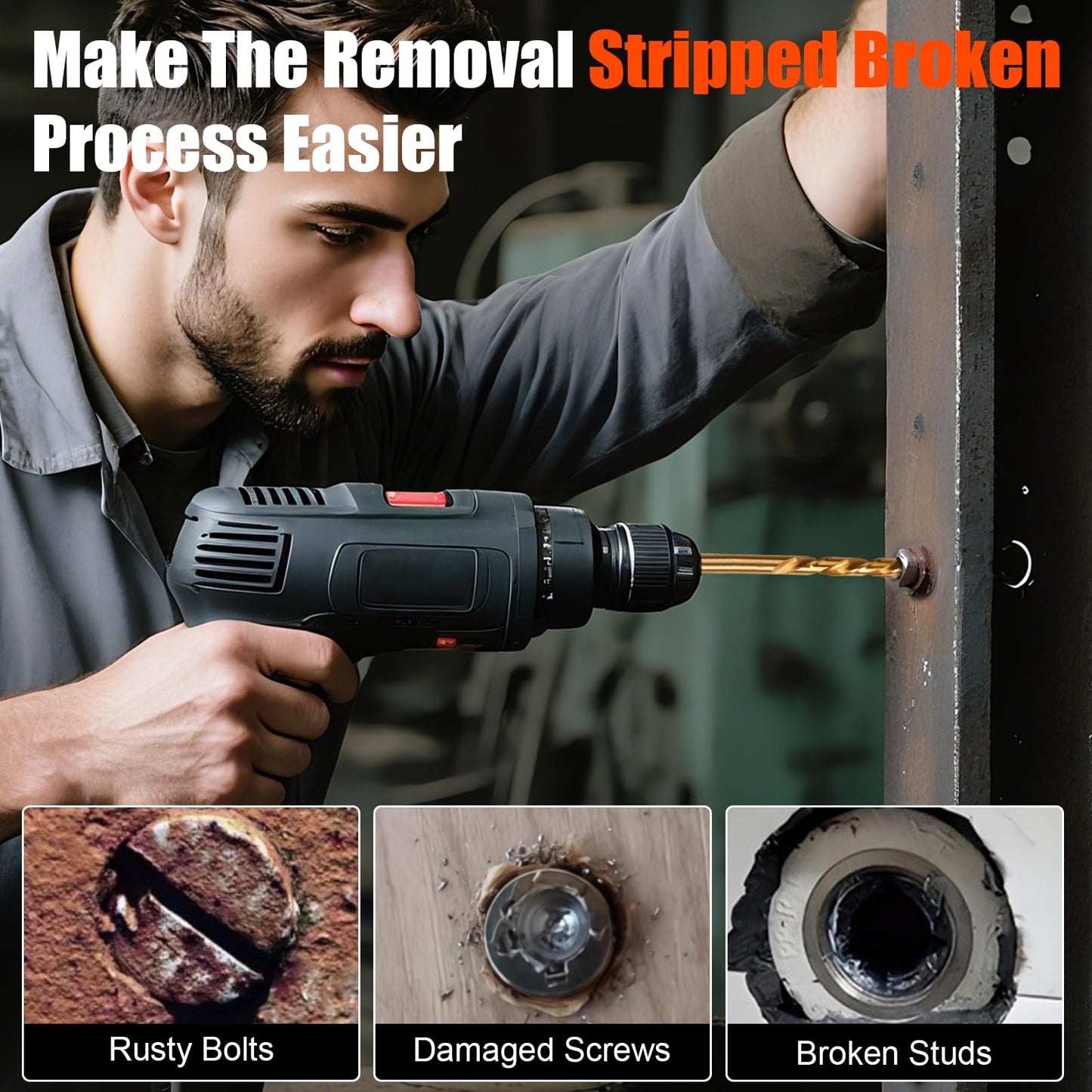 Coobeast 14pcs Screw Extractor Set and Left Hand Drill Bits For Removing Broken Bolt Extractor Kit, Easy Out Screw Extractor Set, Screw Remover Tool With Storage Case, Gifts for Men, Dad and Husband