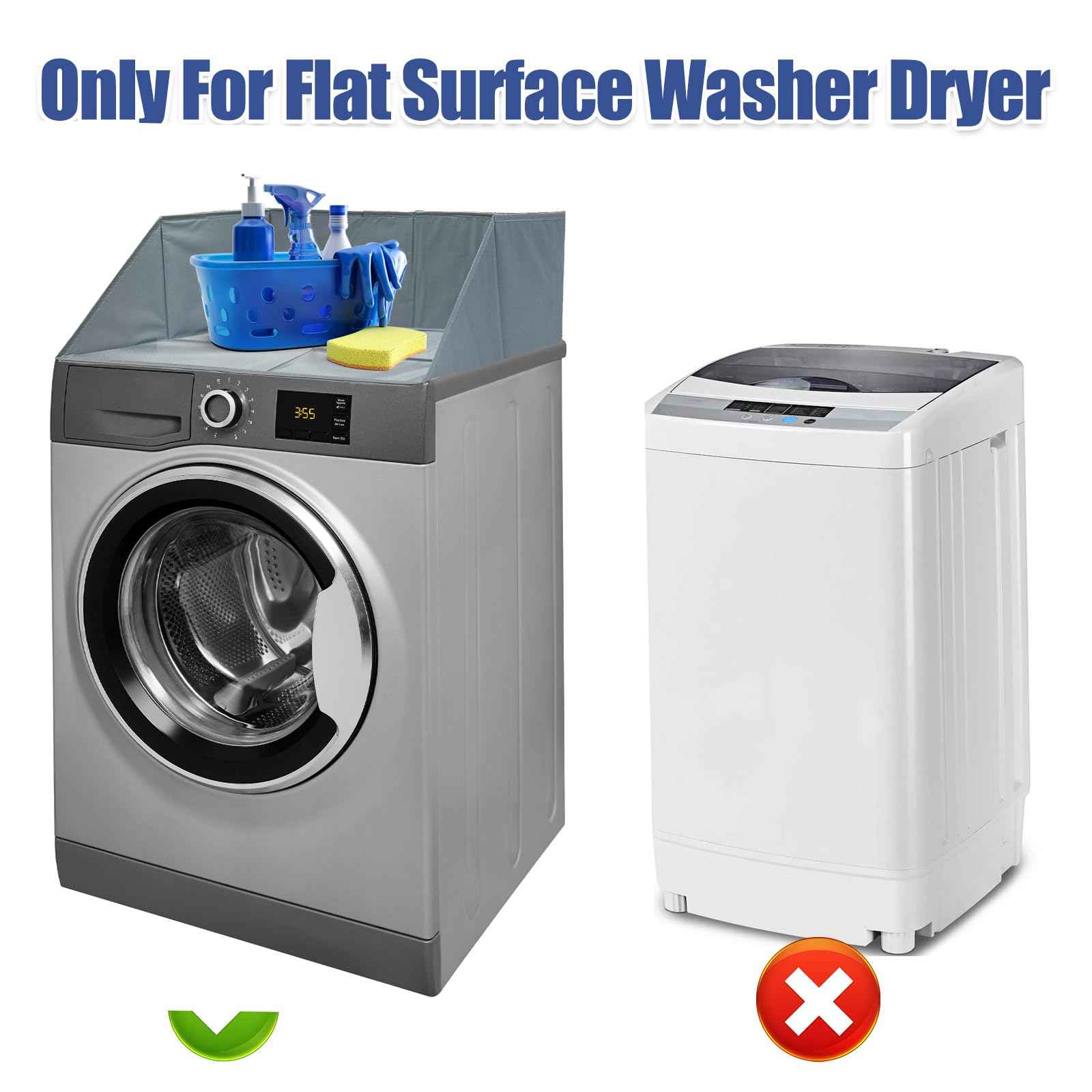 Laundry Guards for Front-Load Washers & Dryers, Secure Guardrails Prevent Clothes Falling Behind, Universal Fit Anti-Slip Organizer with Easy Installation (Gray) (2pcs)