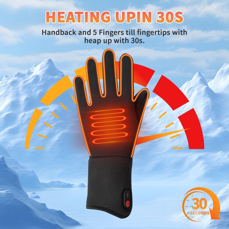 Qsocksy Heated Gloves for Men & Women - 2200mAh Battery, 3 Heating Levels, Overheat Protection - Ultra-Thin Electric Motorcycle Riding Gloves for Winter, Skiing, Snow Sports (Large)