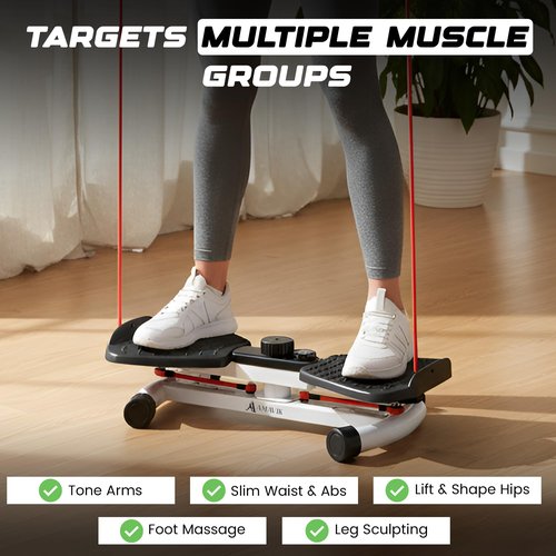 AMAVIK Waist Twister Machine Exercise with Smart Digital Counter, Double Anti-Slip Platform, Noiseless Design, 330lbs Capacity – Core Align Twist Board & Ab Waist Twister for Home Exercise - Black