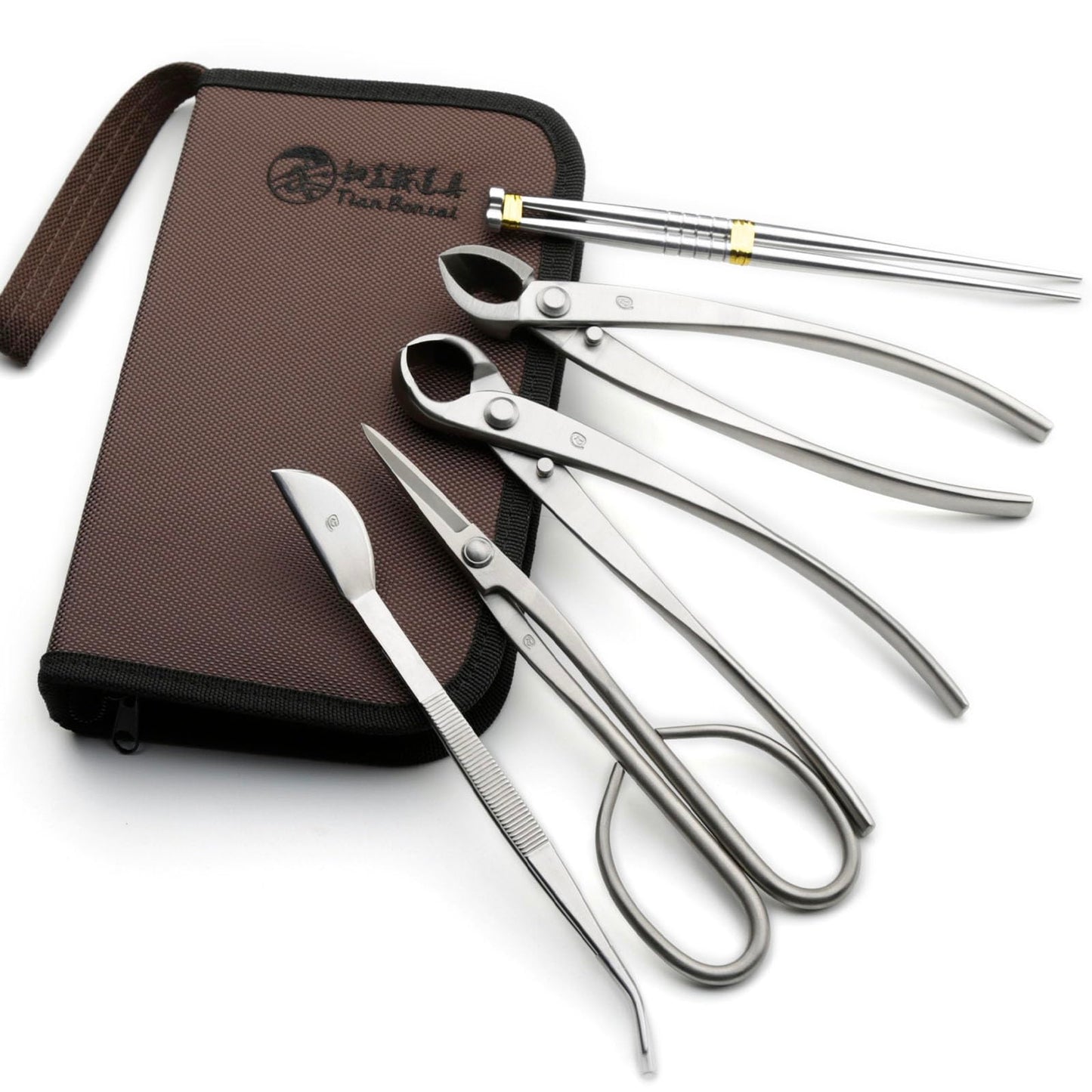 TianBonsai Bonsai Tools 5-Piece Alloy Steel Bonsai tool Kit In Cluding 210mm Long Handle Scissors / 205mm Branch Cutter / 205mm Knob Cutter / 200mm Straight Root Hook/Tweezers (NBK5-01)