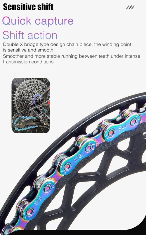 11 Speed Bike Chain Rainbow Chain for Bike 1/2" x11/128 116 Links Lightweight Bicycle Chain，Bike Chains MTN BTX MTB Mountain Bike Road Bicycle Chain