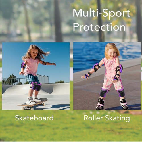 YooxArmor Adjustable Kids Knee & Elbow Pads Set with Wrist Guards for Ages 6-13 – Protective Gear for Skateboarding, Cycling, Roller Skating, Scooter, BMX, Inline Skating