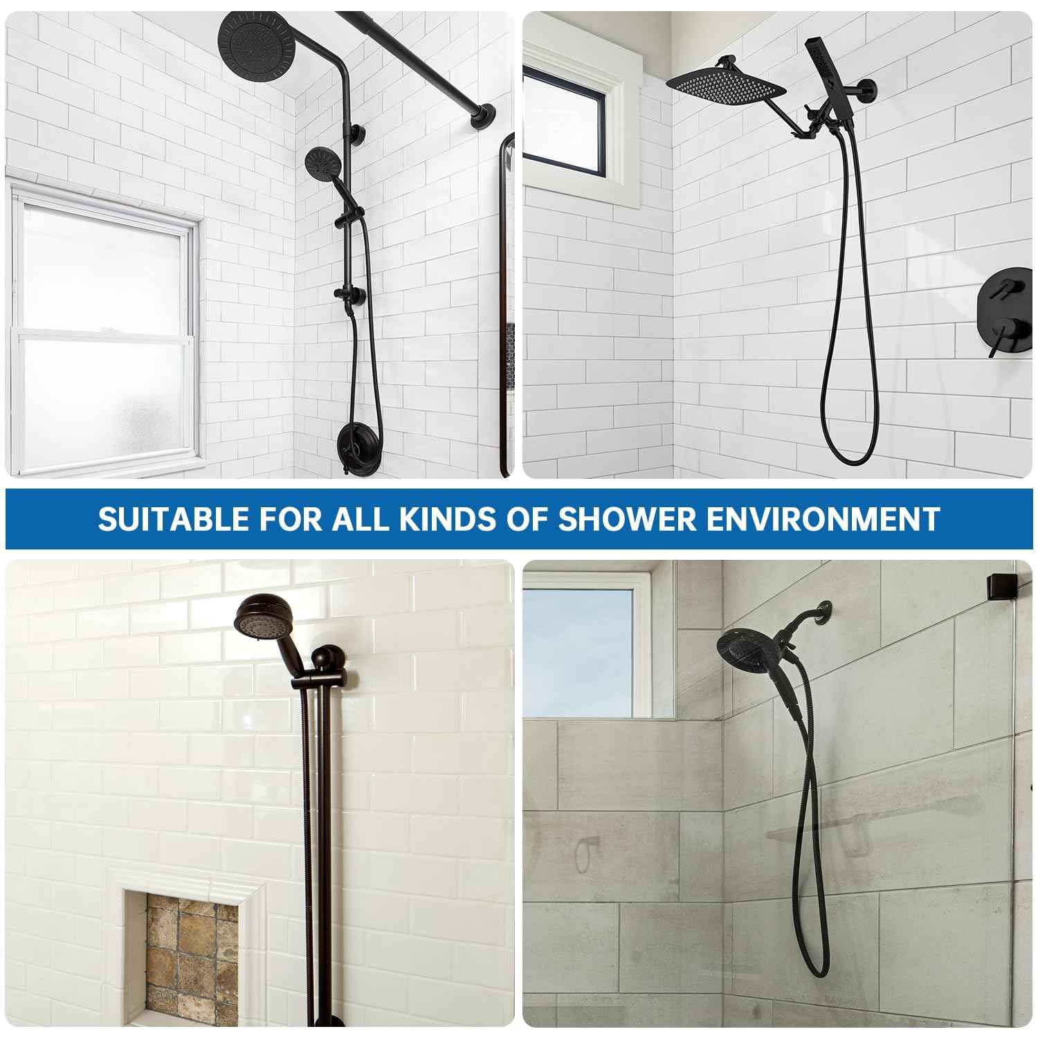 G-Promise 86 Inch Stainless Steel Long Shower Hose, Flexible and Tangle-Free, for Shower and Pet Bathing, Clean Bathroom Corners(Matte Black)