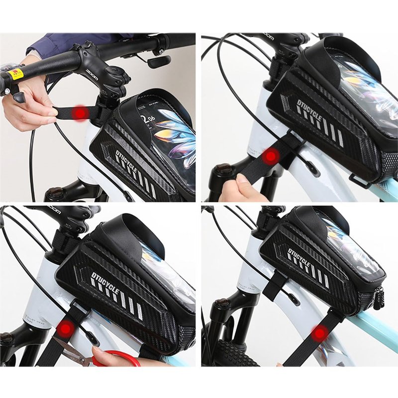 Lythor Bike/Bicycle Phone Holder Bag, Bicycle Front Frame Bag, Waterproof Tube Bag, Bike Accessories, Cycling Pouch with TPU Touch-Screen& Sun-Visor Compatible Phone Under 6.5” (Black)