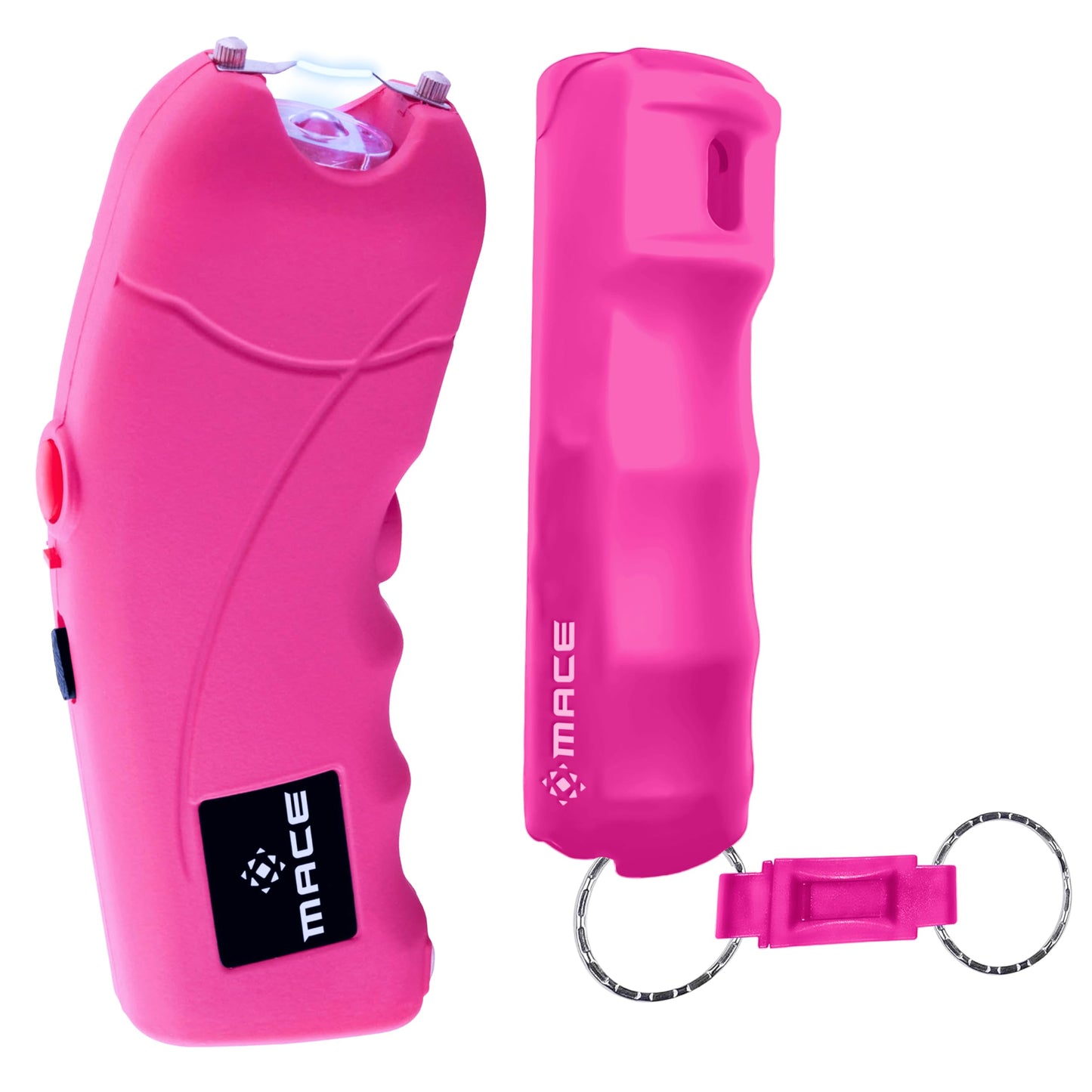 Mace Ergo Stun Gun & Mace Pepper Spray Kit - Rechargeable Stun Gun with Bright LED Light, 12 Feet Range Hard Case Model (0.42 oz) Self Defense Pepper Spray for Women & Men - Pink