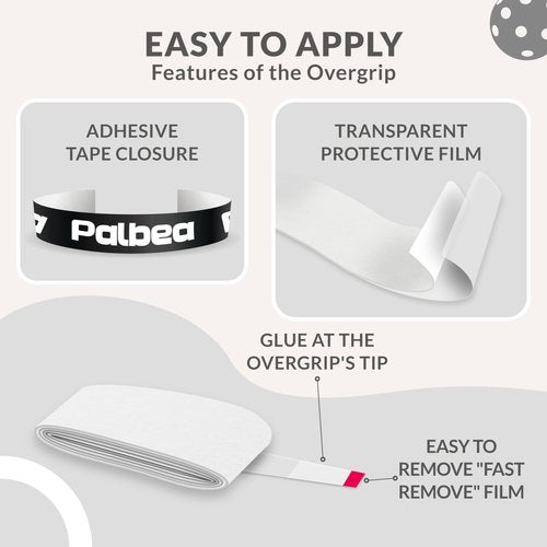 Palbea Pickleball OverGrip Tape - Pack of 12 - Extra Tacky White Pickleball Grip Tape - High Sweat Absorption & Non-Slip Soft Touch. Accessories Designed to Enhance Your Pickleball Paddle Grip Tape.