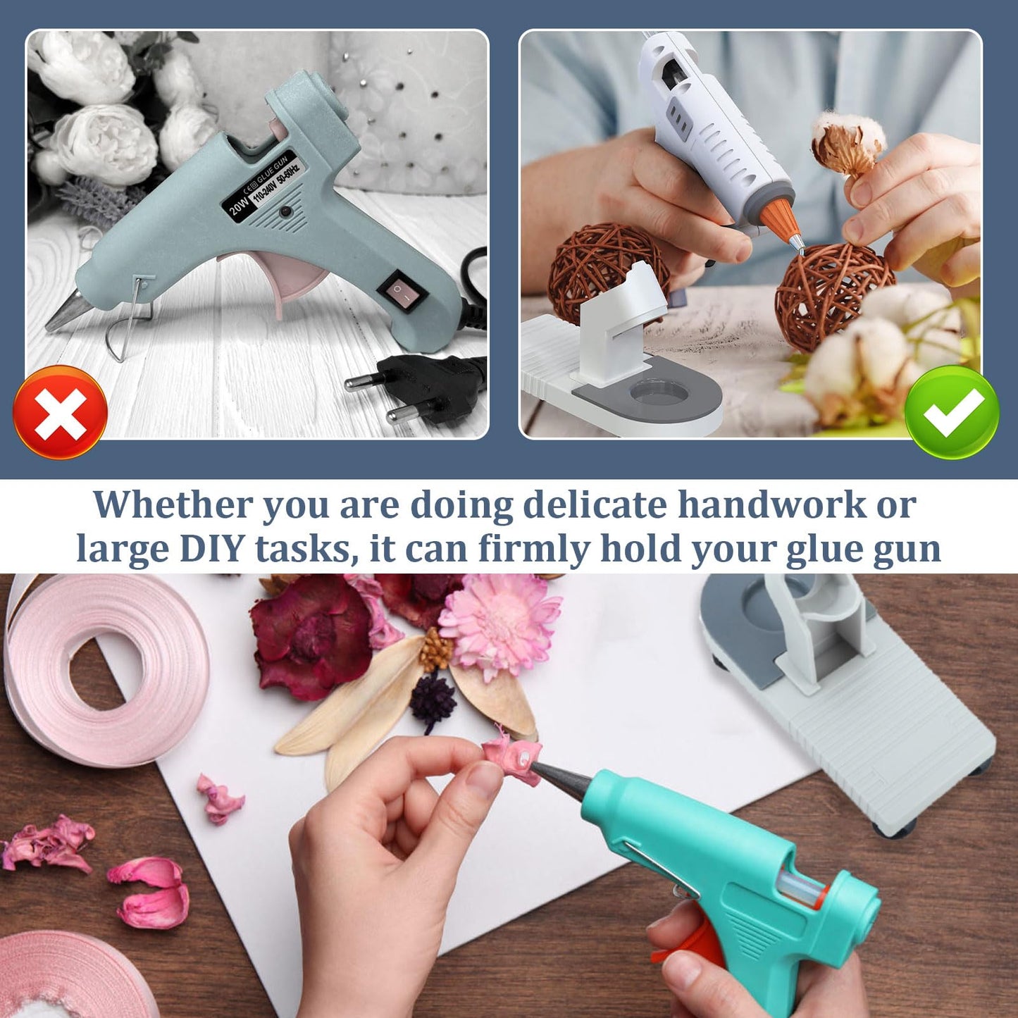 Glue Gun Stand,Heat Gun Holder,Hot Glue Gun Stand With Non-Stick Silicone Mat, Suction Cups,Glue Gun Holder Stand,Glue Gun Holder,For Make Your Diy, Crafts, Home School Project Well Bars Orderly