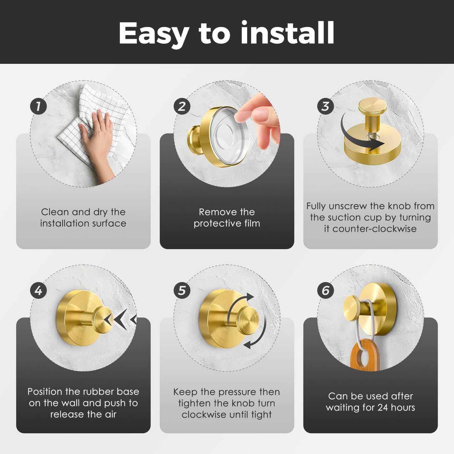 Shower Hooks for Inside Shower,Suction Cup Hooks for Glass Window,Removable Towel Hooks for Bathrooms,4 Packs(Gold)