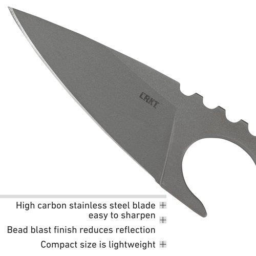 CRKT SDN Fixed Blade Knife with Sheath: Lightweight EDC Outdoor Knife, Stainless Steel with Thermoplastic Sheath 2909, Gray