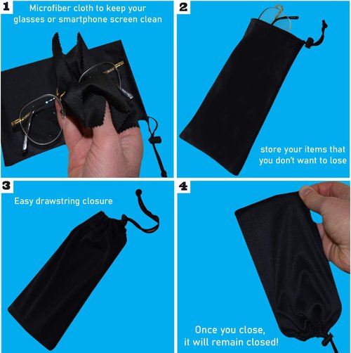 Mamlyn Microfiber Sunglasses Pouch - Premium Quality With Spring Fastener | Stylish & Durable