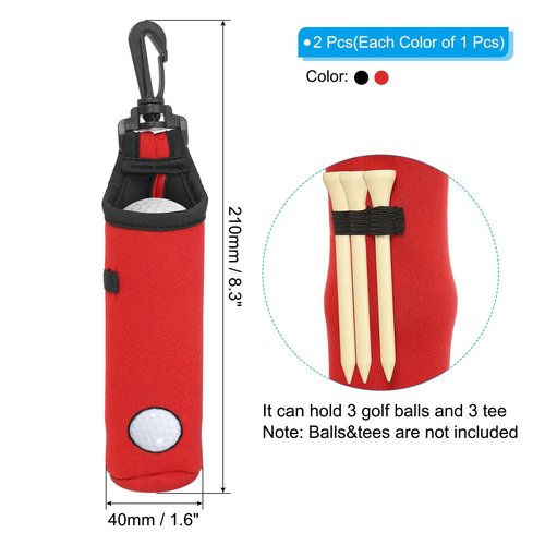 PATIKIL Golf Ball Carry Bag, 2Pack Golf Tee Holder Pouch Portable Neoprene Golf Ball Holders with Clip for Men and Women Storage Gifts, 2 Color