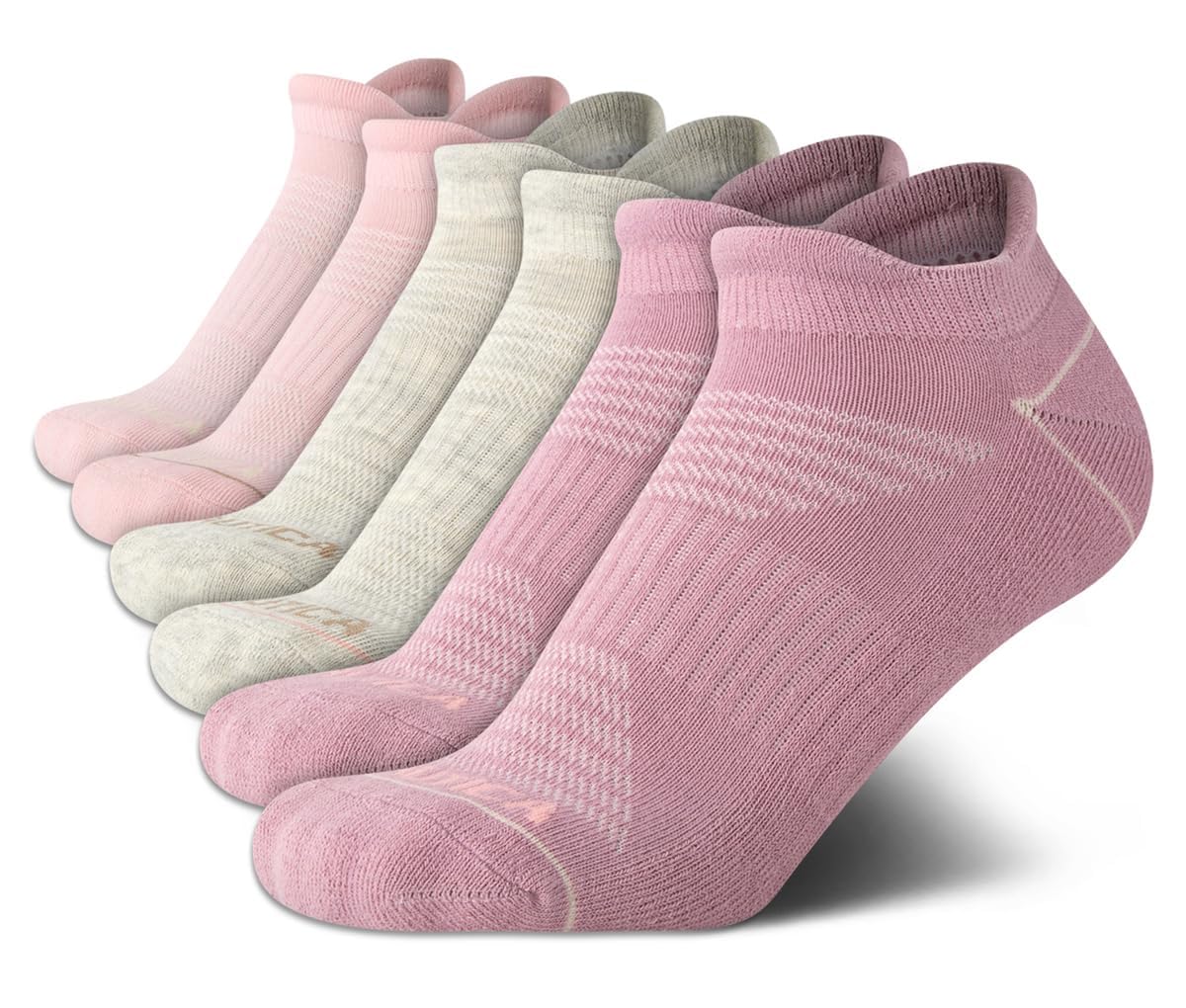 Nautica Womens Low Cut Socks - 6 Pack Soft Stretch Breathable Mesh Cushioned Athletic Performance No Show Socks for Women, Size 4-10, Mauve Tab