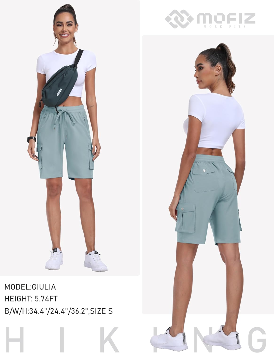 MoFiz Women's Hiking Cargo Shorts - Lightweight Quick-Dry Athletic Shorts with 6 Pockets | Summer Travel