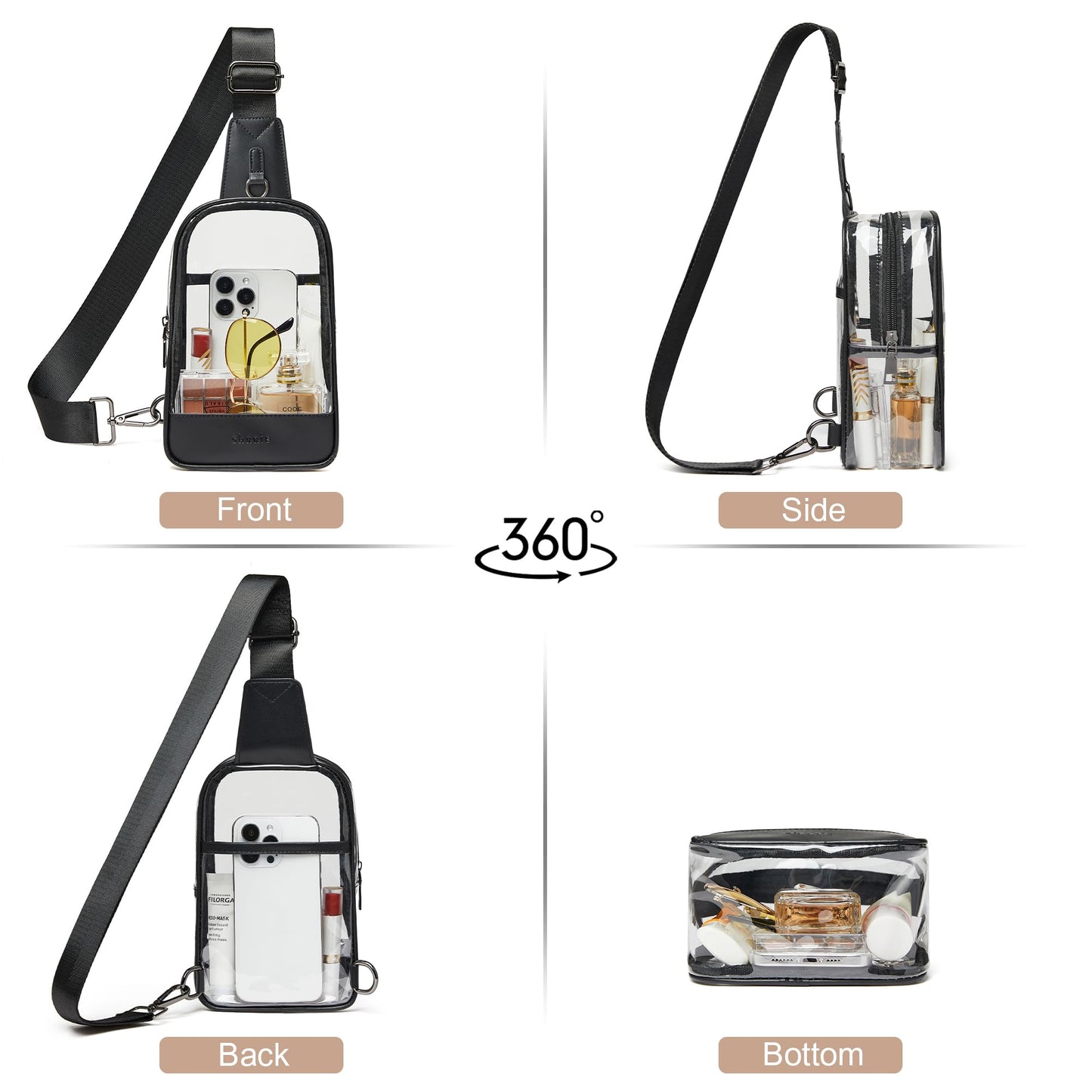 Shrrie Clear Bag for Stadium Events Transparent Crossbody Sling Bag for Women & Men - Stadium Approved, Concerts & Sports