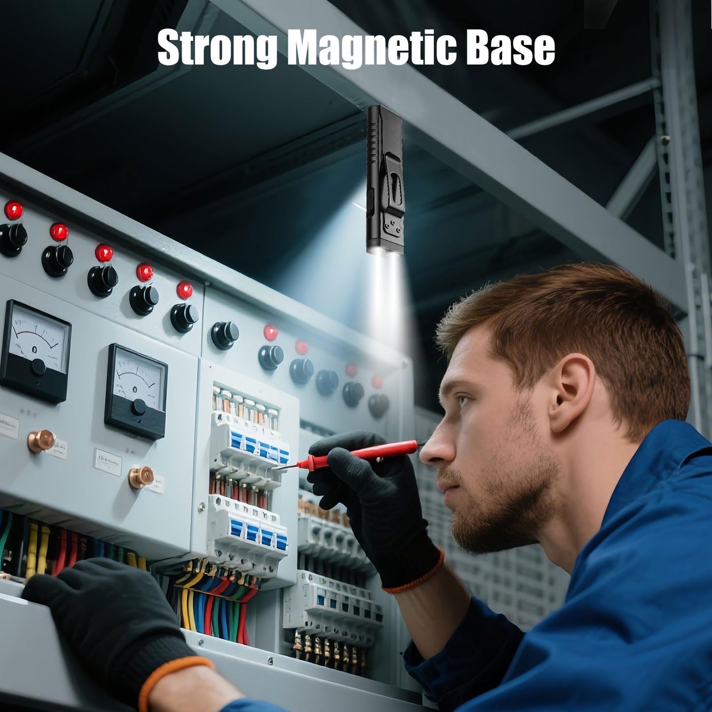 Annteneo Rechargeable EDC Flashlight with Sound Beeper, Portable Flat Pocket Flashlights, Small Magnetic Flashlight, 7 Mode Side Light Clip On Handheld Flashlight for Outdoor Home Working, Black