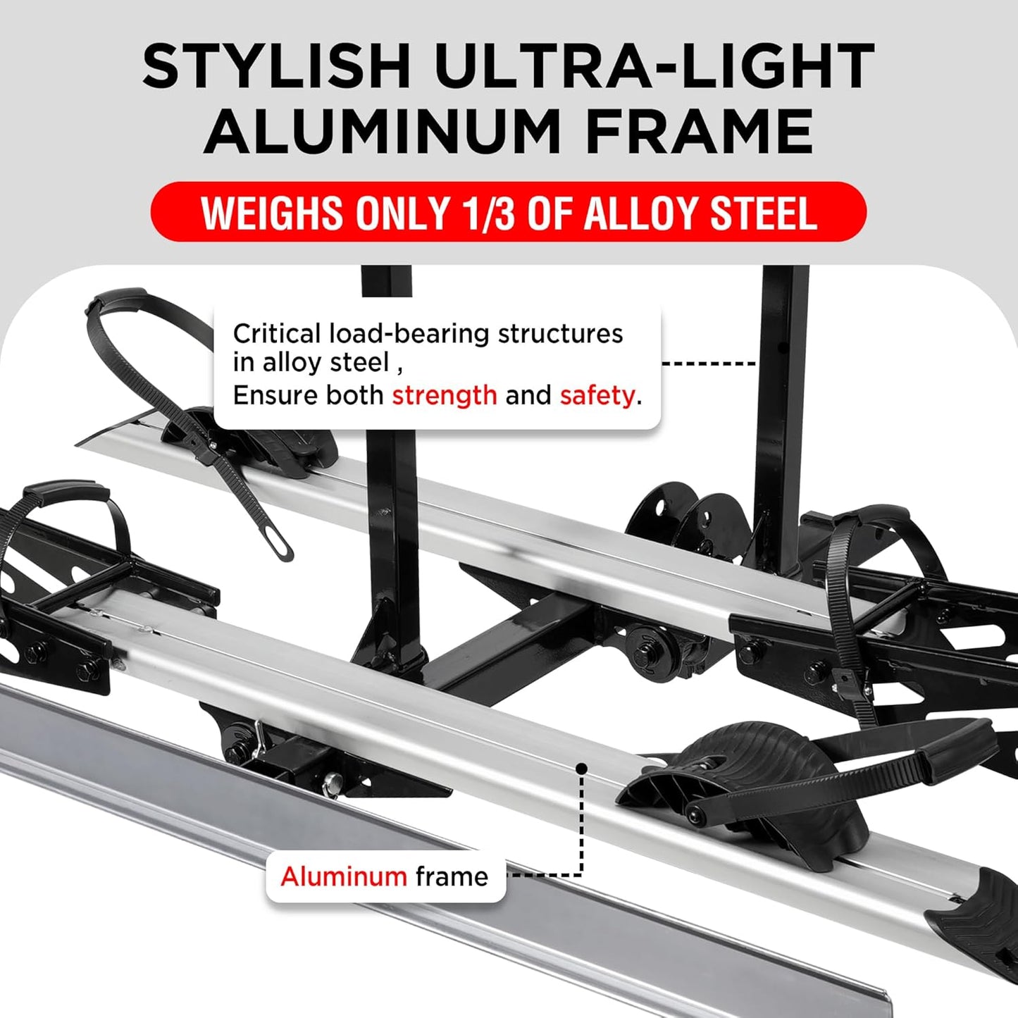 Young Hitch Mount Bike Rack - 200 lbs Capacity for 2 E-Bikes | Fits Cars, SUVs, RVs & Trailers