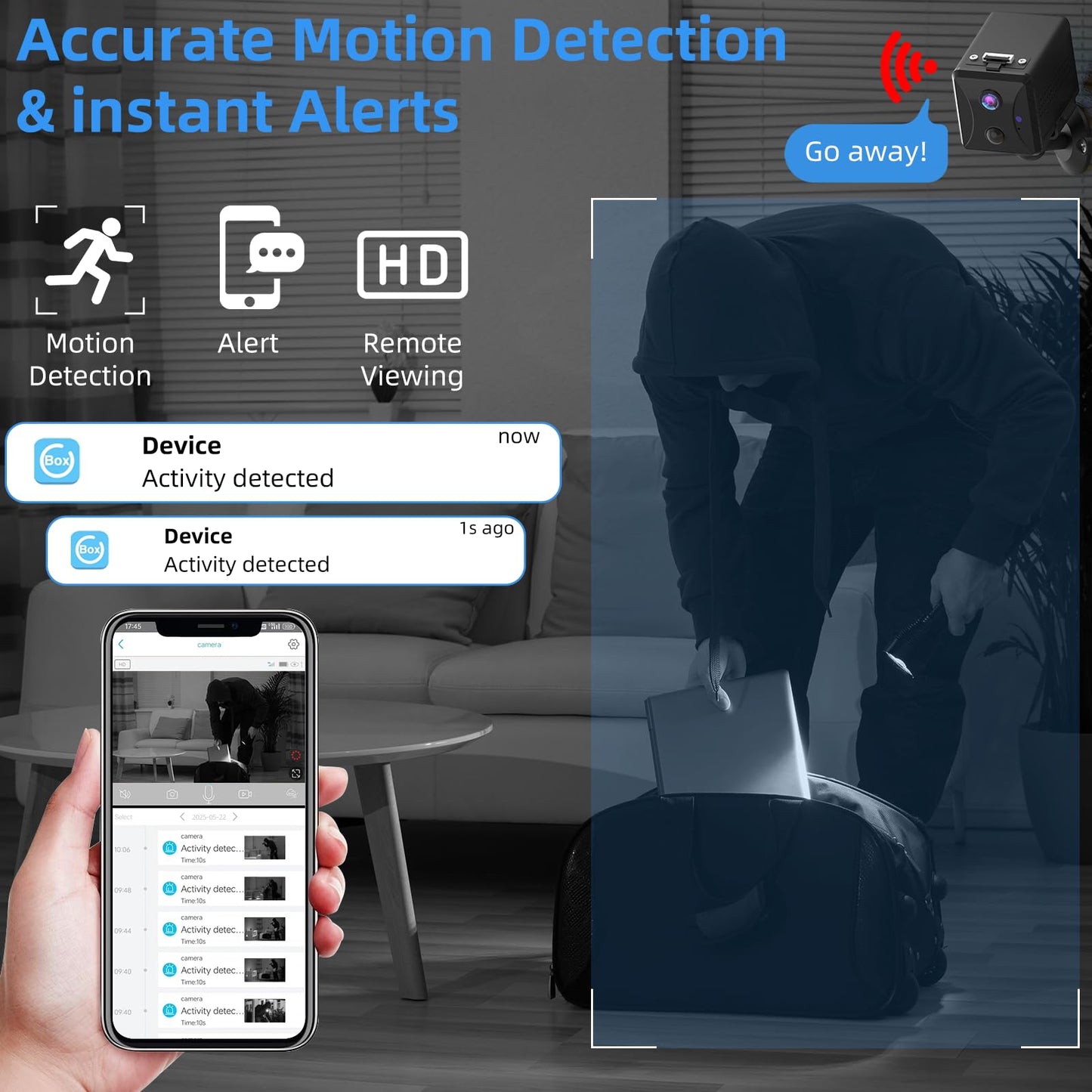 Boveila 4G LTE Cellular Security Spy Camera Mini cam with SIM Card | 2K, 8-Inch Extened Lens | 20-Day Standby & 32ft PIR Motion Detection Night Vision | No WiFi Required | Portable Hidden Cameras