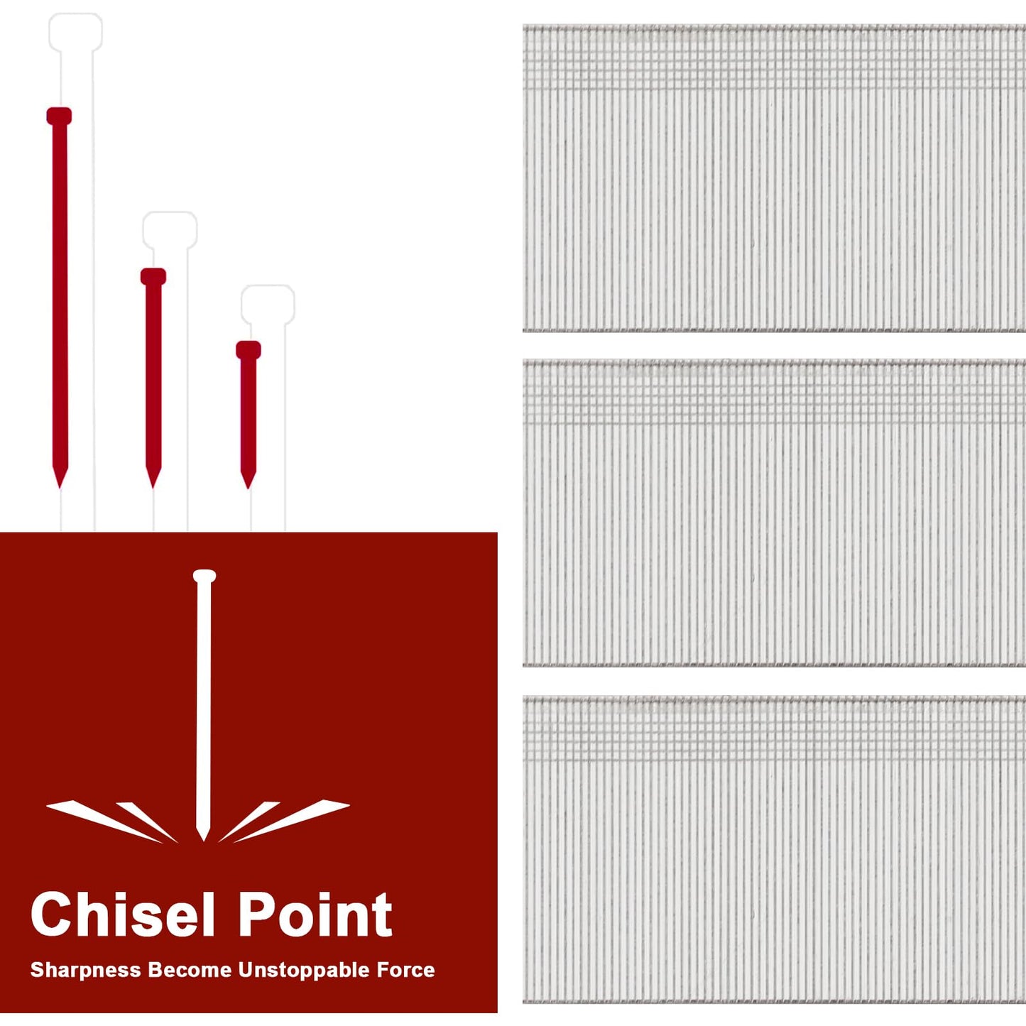 DEWBIN 18 Gauge Brad Nails, 1000 Counts 2-inch 18 GA Brad Nails, Galvanized Nails for Nail Gun, Finishing Nail Gun Nails for Pneumatic, Electric Brad Nailer Gun