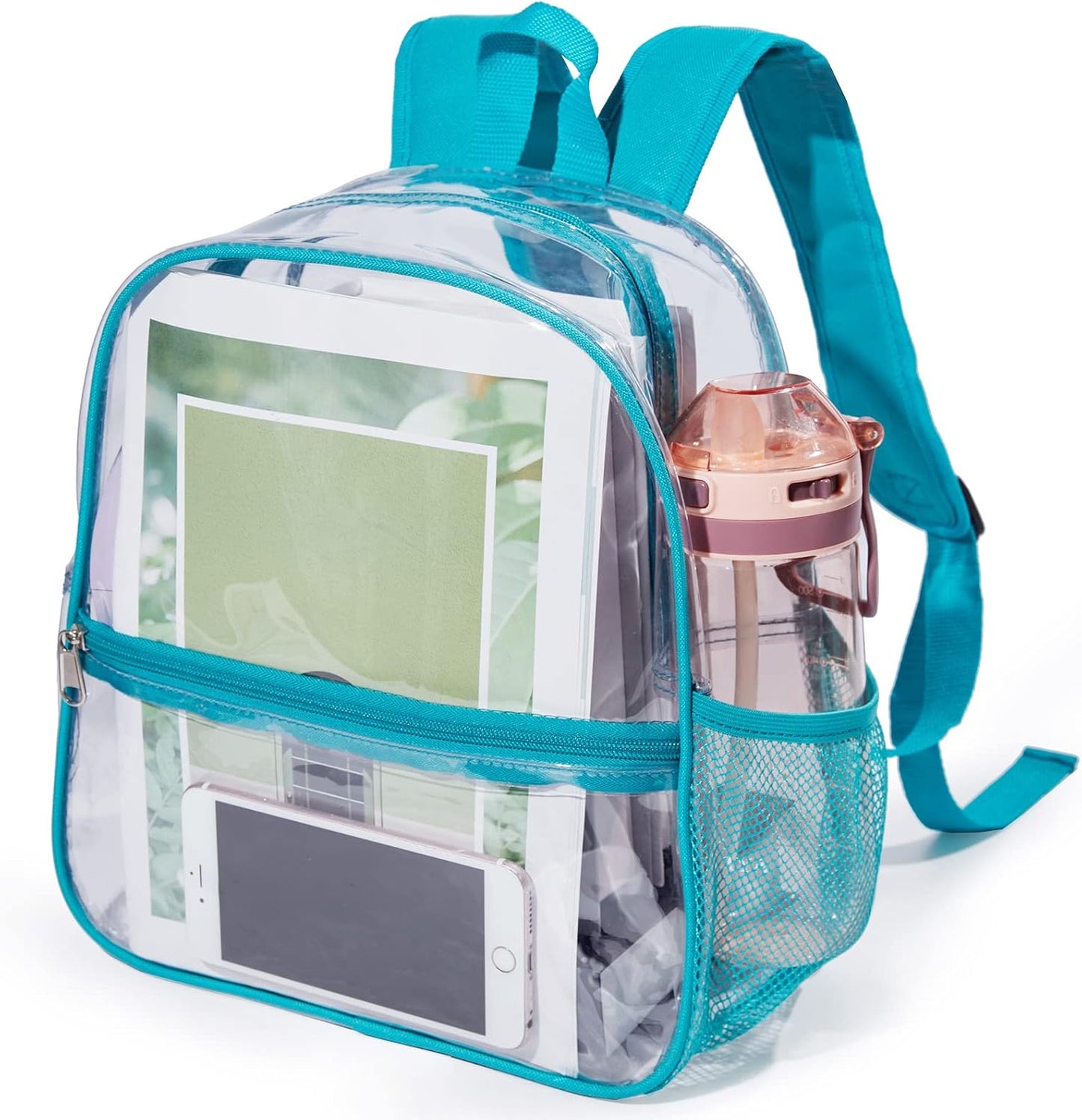 Skiennix Mini Clear Backpack - Waterproof PVC Stadium Approved Transparent Bag | 12"x6"x12" Green
