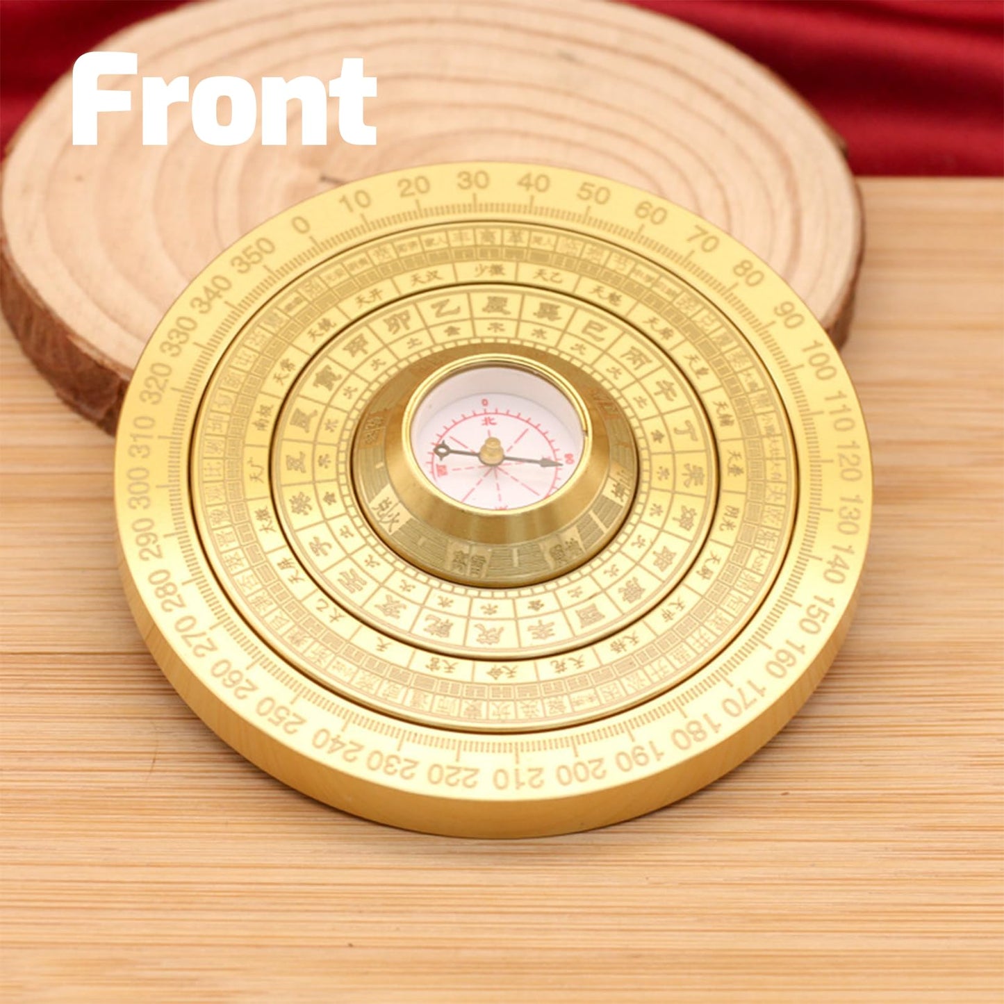 Mini Feng Shui Luo Pan Compass, Solid Brass Portable Bagua Compass with Rotating Function, Chinese Feng Shui Decor Amulet for Good Luck, Wealth, and Energy Balance