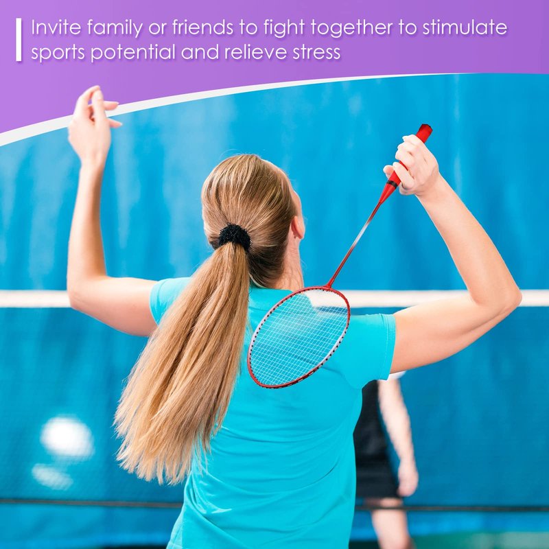 Meooeck 12 Pcs Badminton Rackets Set for Adults and Teenagers Badminton Set with 12 Pcs Nylon Shuttlecocks for Backyard Gym Beach Outdoor Games, Red, Purple and Blue