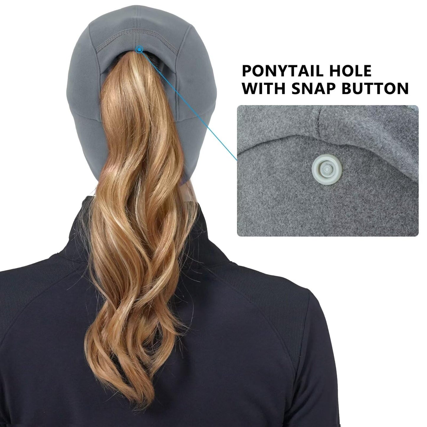 GADIEMKENSD Winter Fleece Hats Reflective Ponytail Hat for Women Ball Caps with Earflap Drop Down Ear Warmer Mens Skull Cap Beanie with Visor Cold Hat for Outdoor Hiking Running Snow Ski Light Gray