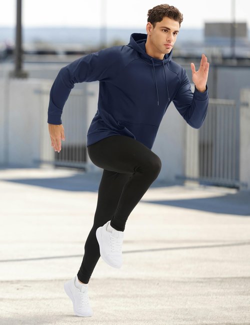 MAGCOMSEN Mens Hoodies Pullover Sweatshirts Soft Moisture Wicking Running Athletic Hoodies for Men With Kangaroo Pocket Navy XL