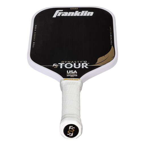 Franklin Sports Pro Pickleball Paddles - FS Tour Featherweight Series Lightweight Paddles - USA Pickleball Approved - Raw Carbon Fiber Surface - Dynasty - 12mm Polymer Core - White