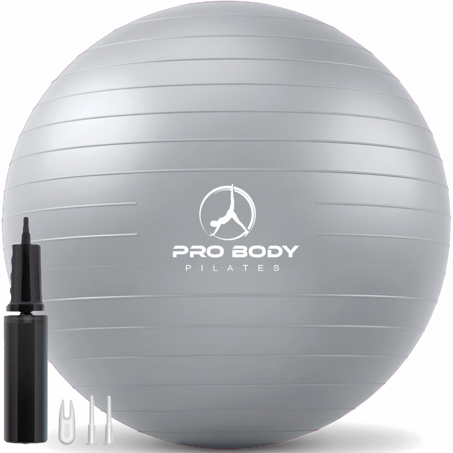 ProBody Pilates Exercise Ball - Multiple Sizes Gym Grade Balance Ball for Fitness, Workout, Pregnancy & Physical Therapy, Stability Yoga Ball Chair (Silver, 75cm)