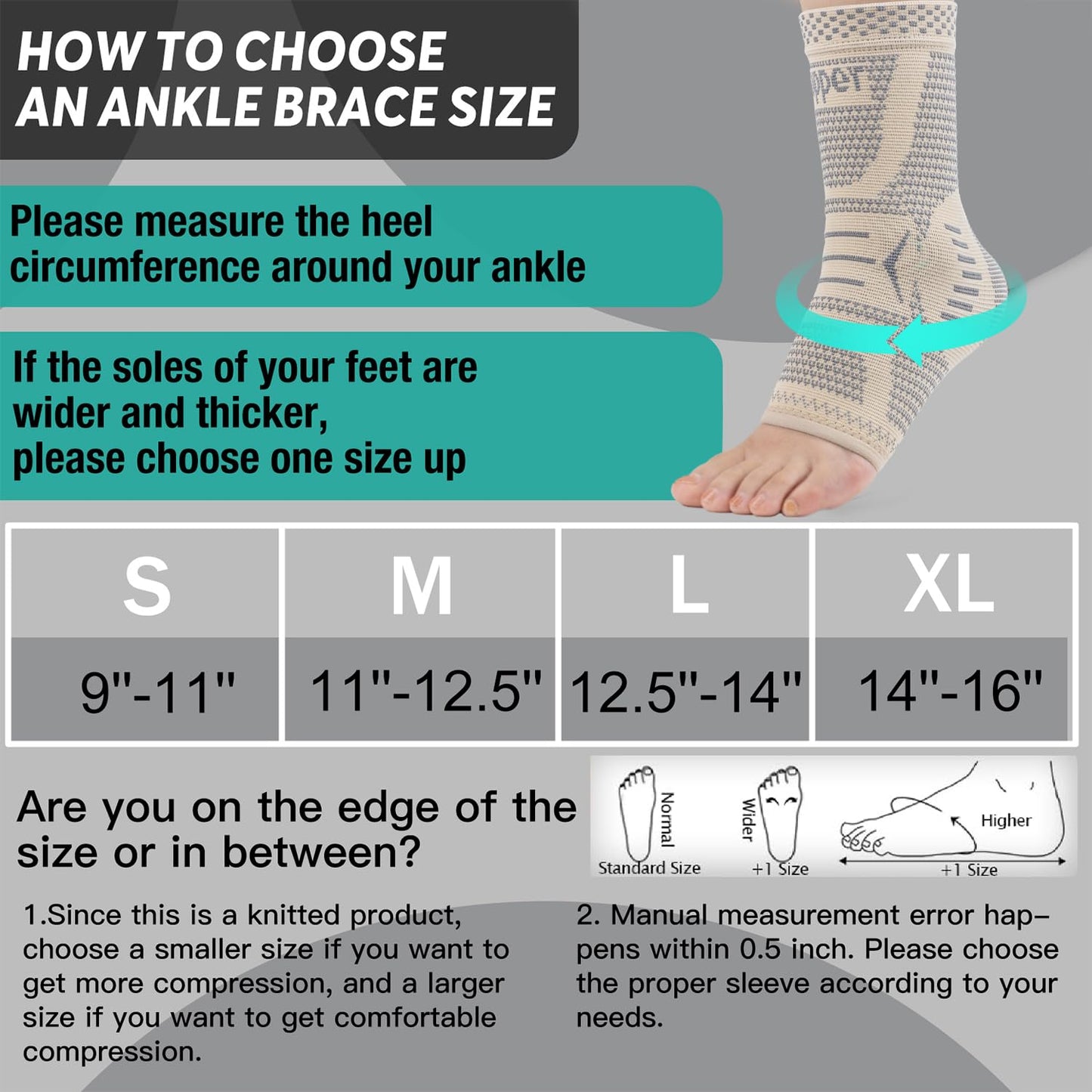 INDEEMAX Copper Infused Ankle Brace for Sprained Ankle, Ankle Compression Sleeve Ankle Support for Women & Men, Achilles Tendonitis Brace, Skin Silver, S