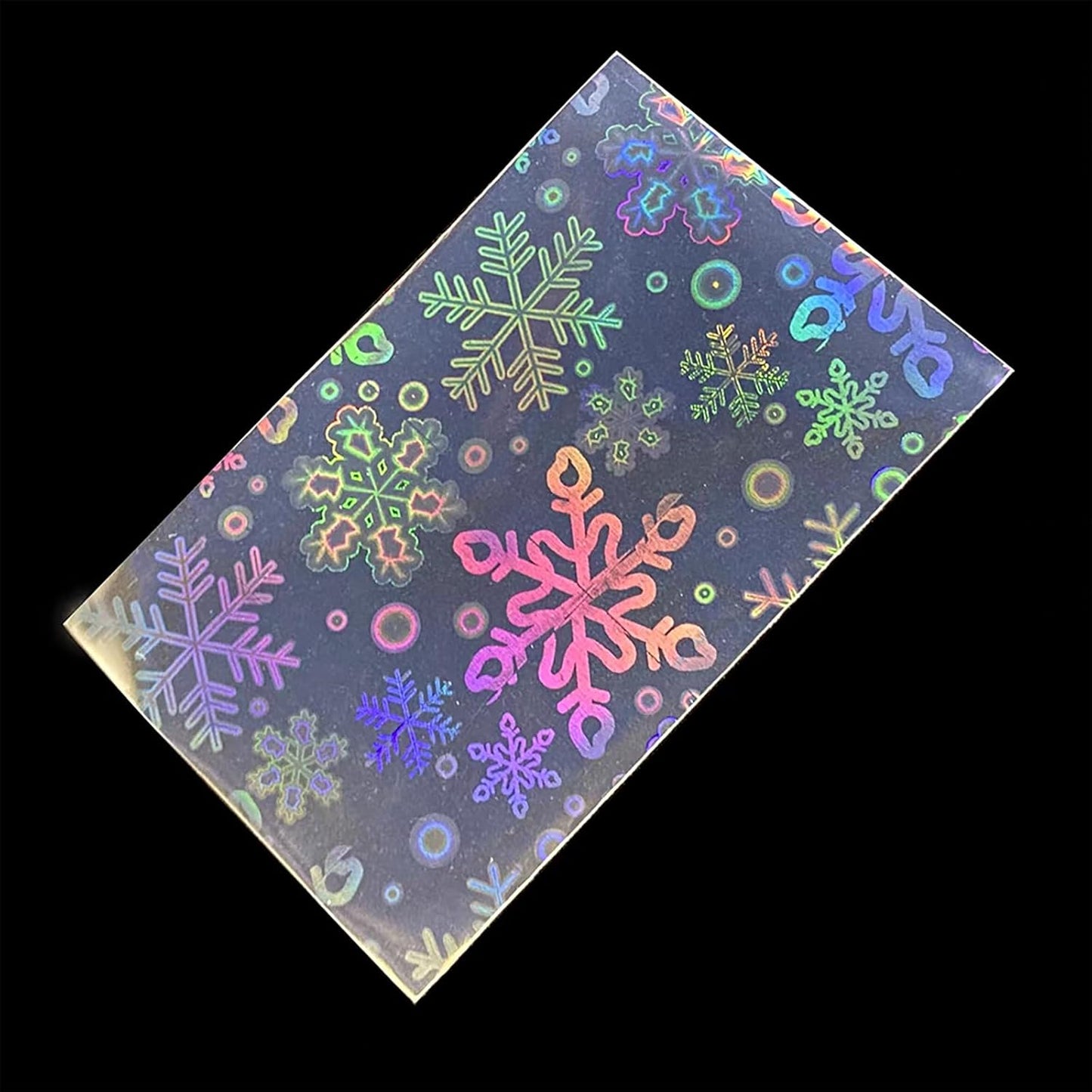 Skiennix Holographic Card Sleeves - 100 PCS Colorful Snowflake Patterned Protectors for TCG/CCG Cards (65×90mm)