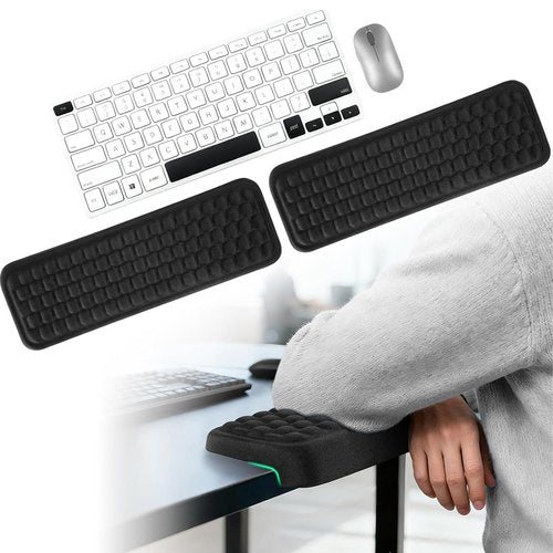 L-Shaped Memory Foam Elbow Pads for Desk, 2-Piece Ergonomic Desk Edge Cushion & Wrist Rest for Computer Keyboard, Non-Slip Arm Support for Office and Home Use, Black