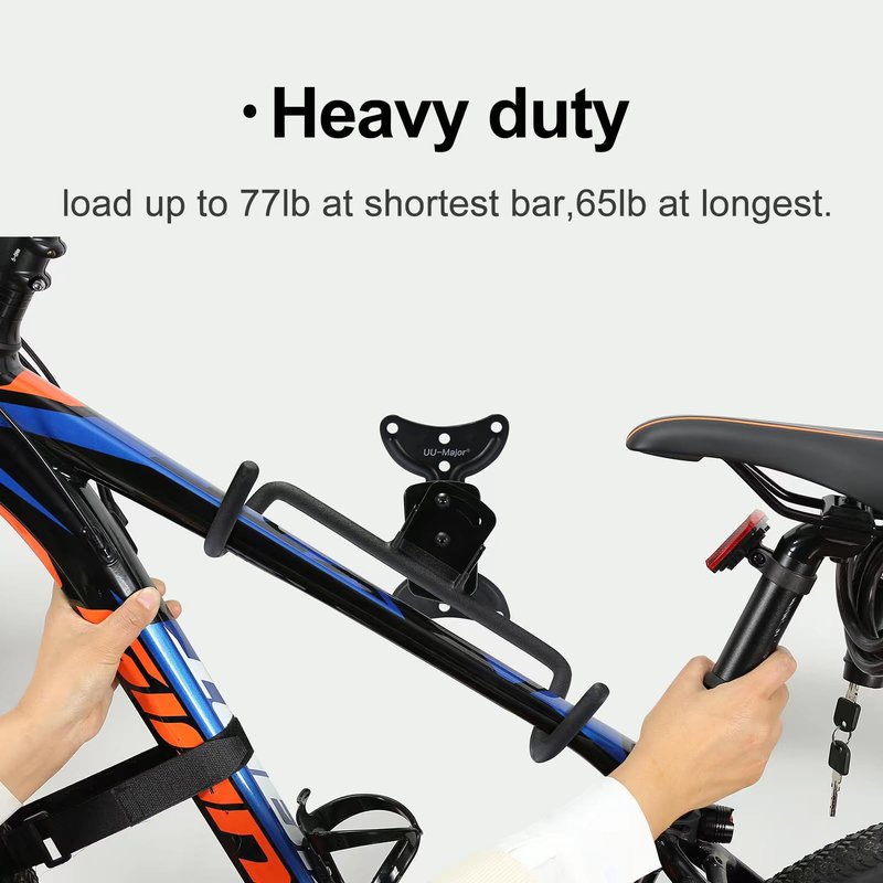UU-Major Bike Wall Mount,Heavy Duty Bike Hanger, Mounted Bike Hook for Garage Wall,Horizontal Bike Rack for MTB,Road And Hybrid Bikes Storage,Thicker Metal With Rubber Coating.(Adjustable*2 Pack)