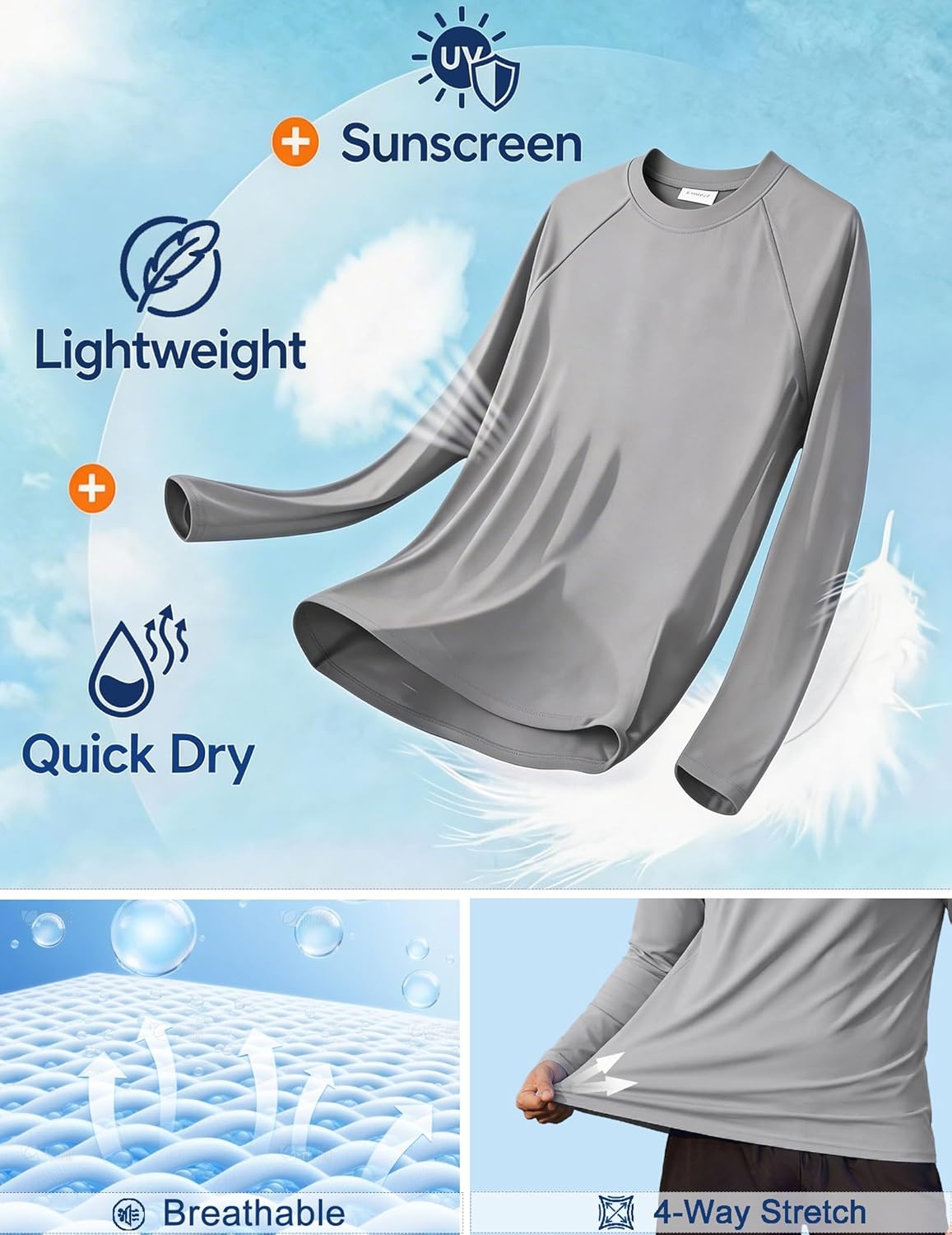 PINSPARK Men's UV Protection Long Sleeve Fishing Shirt - Camo Quick Dry Rash Guard for Active Wear